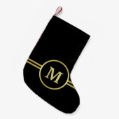 Elegant goud Gepersonaliseerd monogram op zwart Kleine Kerstsok (Voorkant (Hangend))