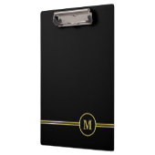 Elegant goud Gepersonaliseerd monogram op zwart Klembord (Links)