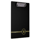 Elegant goud Gepersonaliseerd monogram op zwart Klembord (Rechts)