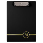 Elegant goud Gepersonaliseerd monogram op zwart Klembord (Voorkant)