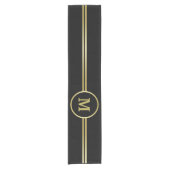 Elegant goud Gepersonaliseerd monogram op zwart Korte Tafelloper (Voorkant)