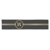 Elegant goud Gepersonaliseerd monogram op zwart Korte Tafelloper (Horizontaal)