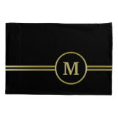 Elegant goud Gepersonaliseerd monogram op zwart Kussensloop (Achterkant)