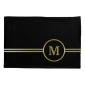 Elegant goud Gepersonaliseerd monogram op zwart Kussensloop (Achterkant)