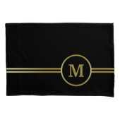 Elegant goud Gepersonaliseerd monogram op zwart Kussensloop (Voorkant)