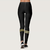 Elegant goud Gepersonaliseerd monogram op zwart Leggings (Achterkant)
