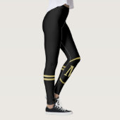 Elegant goud Gepersonaliseerd monogram op zwart Leggings (Rechts)