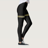 Elegant goud Gepersonaliseerd monogram op zwart Leggings (Rechts)