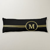 Elegant goud Gepersonaliseerd monogram op zwart Lichaamskussen (Achterkant)