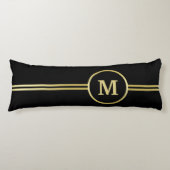 Elegant goud Gepersonaliseerd monogram op zwart Lichaamskussen (Voorkant)