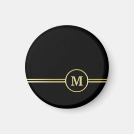 Elegant goud Gepersonaliseerd monogram op zwart Magneet