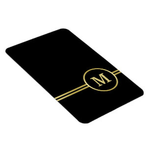 Elegant goud Gepersonaliseerd monogram op zwart Magneet