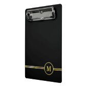 Elegant goud Gepersonaliseerd monogram op zwart Mini Klembord (Angled2)