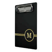 Elegant goud Gepersonaliseerd monogram op zwart Mini Klembord (Angled2)