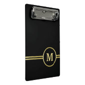 Elegant goud Gepersonaliseerd monogram op zwart Mini Klembord (Schuin)