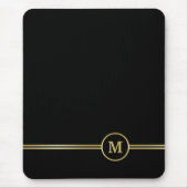 Elegant goud Gepersonaliseerd monogram op zwart Muismat (Voorkant)