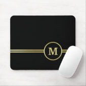 Elegant goud Gepersonaliseerd monogram op zwart Muismat (Met muis)