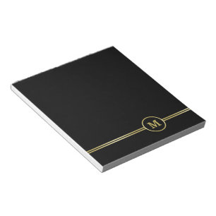 Elegant goud Gepersonaliseerd monogram op zwart Notitieblok