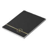 Elegant goud Gepersonaliseerd monogram op zwart Notitieblok (Linkerzijde)