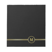 Elegant goud Gepersonaliseerd monogram op zwart Notitieblok (Voorkant)
