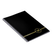 Elegant goud Gepersonaliseerd monogram op zwart Notitieboek (Rechterzijde)