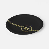 Elegant goud Gepersonaliseerd monogram op zwart Papieren Bordje (Gekanteld)
