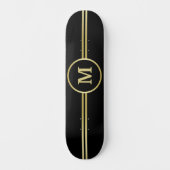 Elegant goud Gepersonaliseerd monogram op zwart Persoonlijk Skateboard (Voorkant)