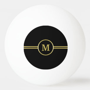 Elegant goud Gepersonaliseerd monogram op zwart  Pingpongbal