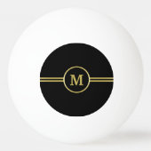 Elegant goud Gepersonaliseerd monogram op zwart Pingpongbal (Achterkant)