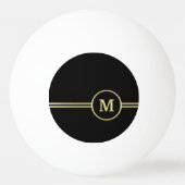 Elegant goud Gepersonaliseerd monogram op zwart Pingpongbal (Voorkant)