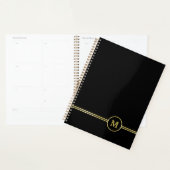 Elegant goud Gepersonaliseerd monogram op zwart Planner (Display)