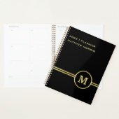 Elegant goud Gepersonaliseerd monogram op zwart Planner (Display)