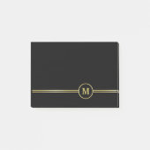 Elegant goud Gepersonaliseerd monogram op zwart Post-it® Notes (Voorkant)