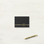 Elegant goud Gepersonaliseerd monogram op zwart Post-it® Notes (Op bureau)