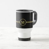 Elegant goud Gepersonaliseerd monogram op zwart Reisbeker (Voorkant rechts)