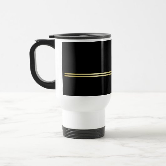 Elegant goud Gepersonaliseerd monogram op zwart Reisbeker (Links)