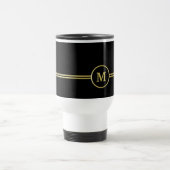 Elegant goud Gepersonaliseerd monogram op zwart Reisbeker (Center)