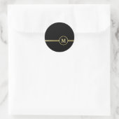 Elegant goud Gepersonaliseerd monogram op zwart Ronde Sticker (Tas)