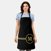 Elegant goud Gepersonaliseerd monogram op zwart Schort (Gedragen)