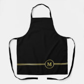 Elegant goud Gepersonaliseerd monogram op zwart Schort (Voorkant)