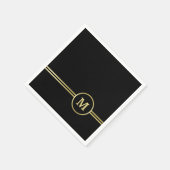 Elegant goud Gepersonaliseerd monogram op zwart Servet (Hoek)