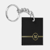 Elegant goud Gepersonaliseerd monogram op zwart Sleutelhanger (Voorkant Links)