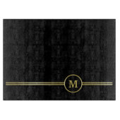 Elegant goud Gepersonaliseerd monogram op zwart Snijplank (Voorkant)