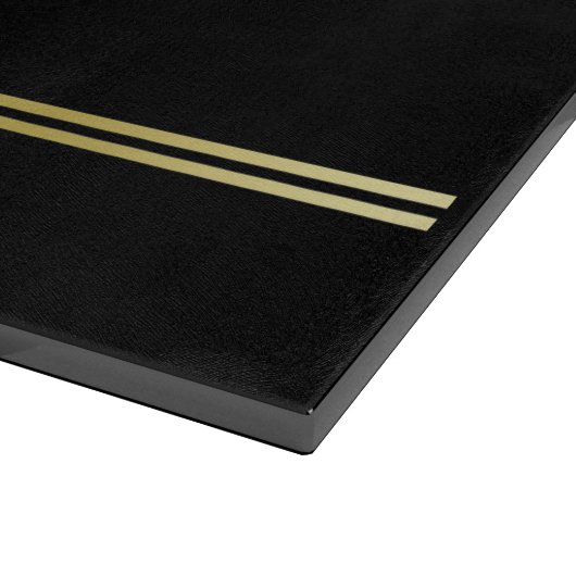 Elegant goud Gepersonaliseerd monogram op zwart Snijplank (Hoek)