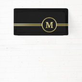 Elegant goud Gepersonaliseerd monogram op zwart Spandoek (Insitu)