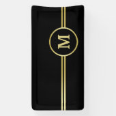Elegant goud Gepersonaliseerd monogram op zwart Spandoek (Verticaal)