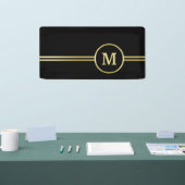 Elegant goud Gepersonaliseerd monogram op zwart Spandoek (Beurs)