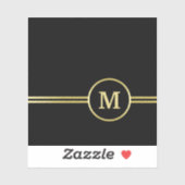 Elegant goud Gepersonaliseerd monogram op zwart Sticker (Vel)