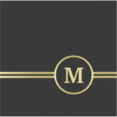 Elegant goud Gepersonaliseerd monogram op zwart Sticker (Voorkant)
