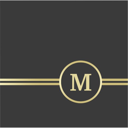 Elegant goud Gepersonaliseerd monogram op zwart Sticker (Voorkant)